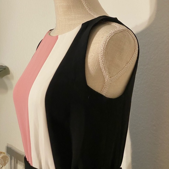 Kate Spade Black and Pink Sleeveless Color Block Dress with Belt - Picture 4 of 12
